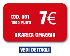 Codice 001 (1000 punti): 7 euro ricarica omaggio